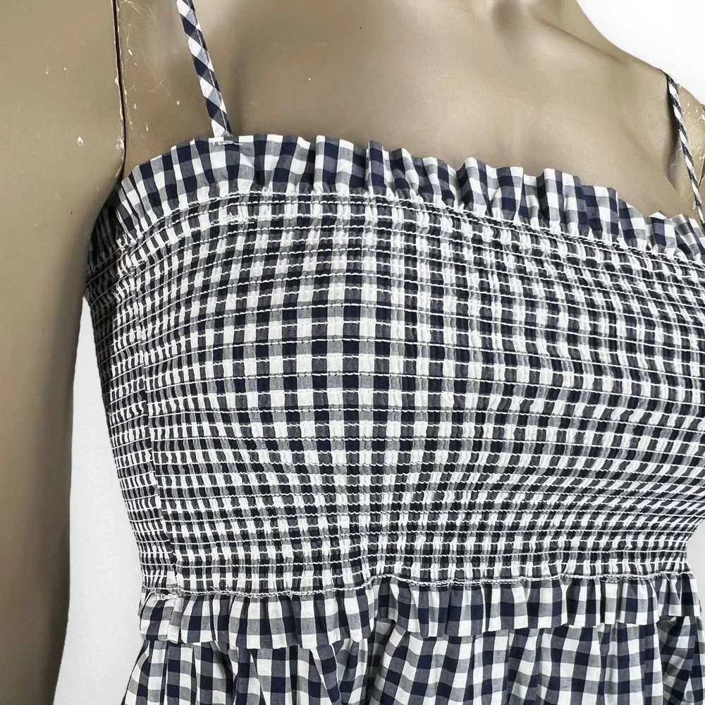J.‎ CREW Smocked Cotton Poplin Dress in Gingham XXS